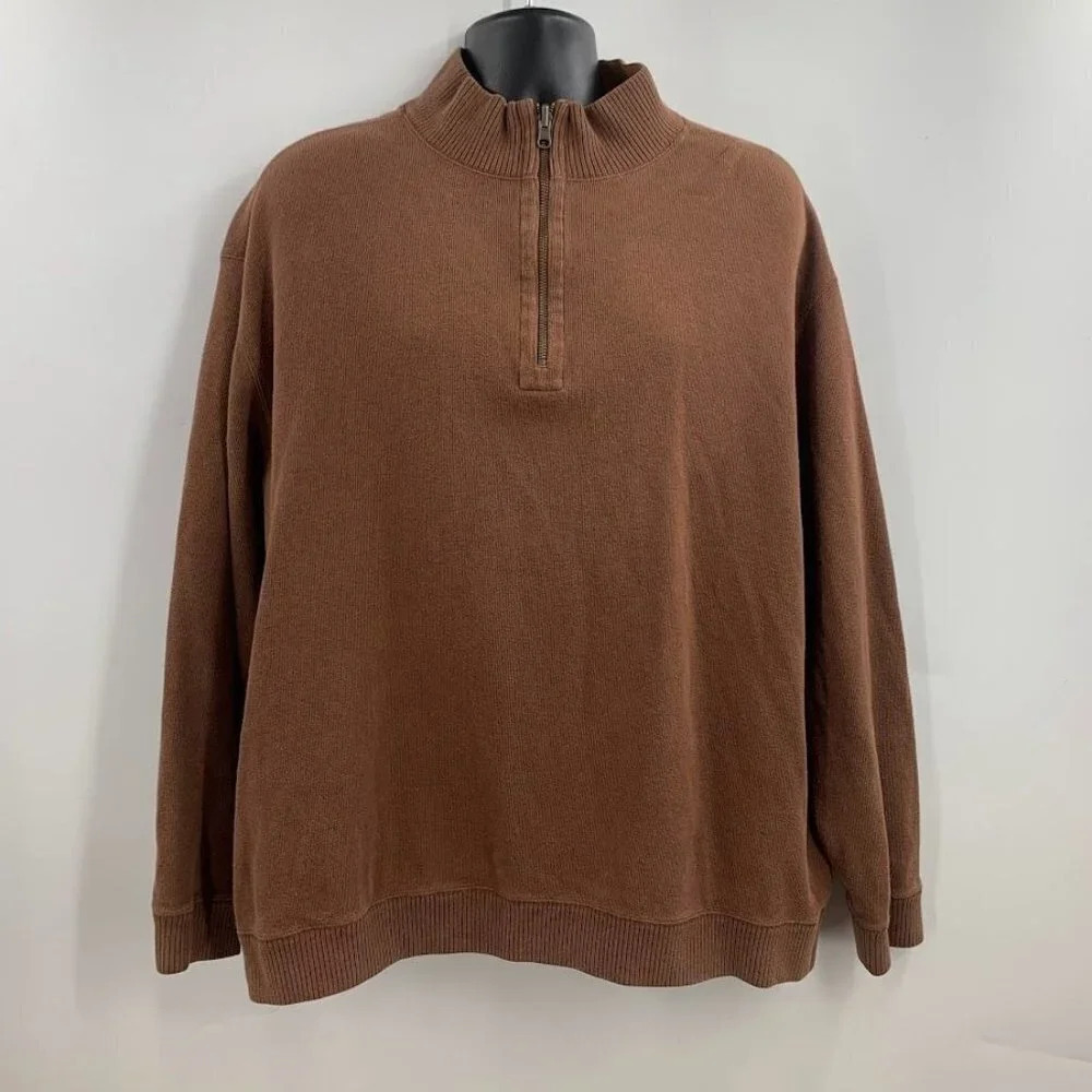 Pendleton Men's Ribbed 1/4 Zip Cotton Mock‎ Neck Long Sleeve Pullover Size XL